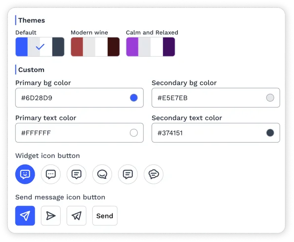 Chat widget customization options